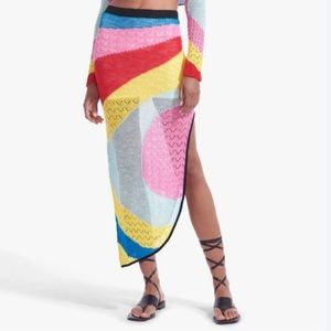 NWT STAUD Centre Rainbow
Crochet Asymmetric Midi Skirt - Size S